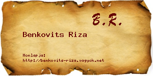 Benkovits Riza névjegykártya